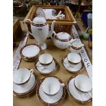 A WEDGWOOD CHIPPENDALE PATTERN TEA SET TOGETHER WITH HADIDA FLORAL CERAMIC BATHROOM FITTINGS