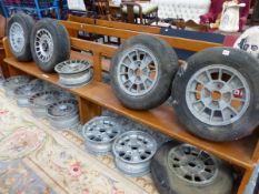 A SELECTION OF VINTAGE 1970/80'S ALLOY WHEELS INCLUDING FORD.