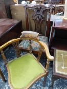 AN EDWARDIAN INLAID CORNER CHAIR AND A GEORGIAN SIDE CHAIR.