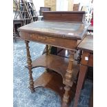 A LATE VICTORIAN WALNUT DAVENPORT DESK.