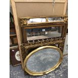 EIGHT DECORATIVE MIRRORS SOME WITH GILT FRAMES AND BEVEL EDGES SIZES VARY.