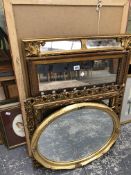 EIGHT DECORATIVE MIRRORS SOME WITH GILT FRAMES AND BEVEL EDGES SIZES VARY.