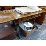 A REGENCY MAHOGANY AND EBONY INLAID SOFA TABLE.