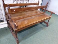 A PAIR OF OAK HALL BENCHES.