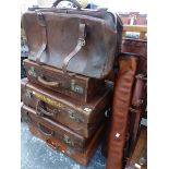 VARIOUS VINTAGE SUIT CASES AND GOLF BAGS.