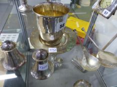 A HALLMARKED SILVER BEAKER DATED LONDON, 1997, SPONSOR MARK SPS, TOGETHER WITH A MATCHING SHALLOW