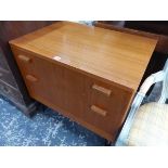 A RETRO TWO DRAWER LOW CHEST.