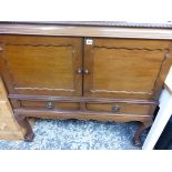 A MAHOGANY SIDE CABINET CONVERTED FROM A RADIO GRAM.