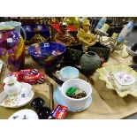 MALING AND OTHER CERAMICS TO INCLUDE NAMED STORAGE JARS, CORGI TOYS, MDINA AND OTHER GLASS WARE