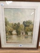 JOHN FULLWOOD, 19th/20th. C BOATING ON THE RIVER, SIGNED, WATERCOLOUR, 36 x 28cms, TOGETHER WITH TWO