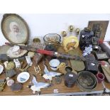INTERESTING GROUP OF COLLECTABLES INC. ORIENTAL SHOES, 19th C. BOXES, A SIOUX INDIAN BOW, GLASS