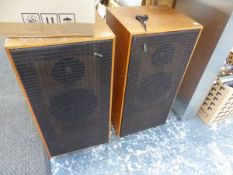 A PAIR OF RICHARD ALLAN TEAK CASE SPEAKERS.