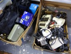 TWO BOXES OF VINTAGE ELECTRICAL'S, CAMERAS ETC.