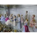 FIFTEEN FIGURES OF ELEGANT LADIES BY DOULTON, COALPORT AND OTHERS.