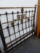 A VICTORIAN BRASS AND IRON THREE QUARTER BED.