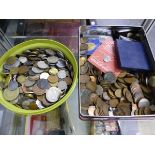 A LARGE QUANTITY OF ANTIQUE AND VINTAGE COINAGE MAINLY GB AND EUROPE.