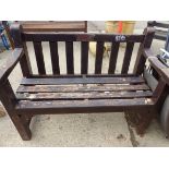 SMALL TEAK GARDEN BENCH. H 90 x W 120 x D 61cms