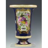 A FRENCH PORCELAIN VASE PAINTED IN IMITATION OF 18TH CENTURY WORCESTER WITH EXOTIC BIRD RESERVES