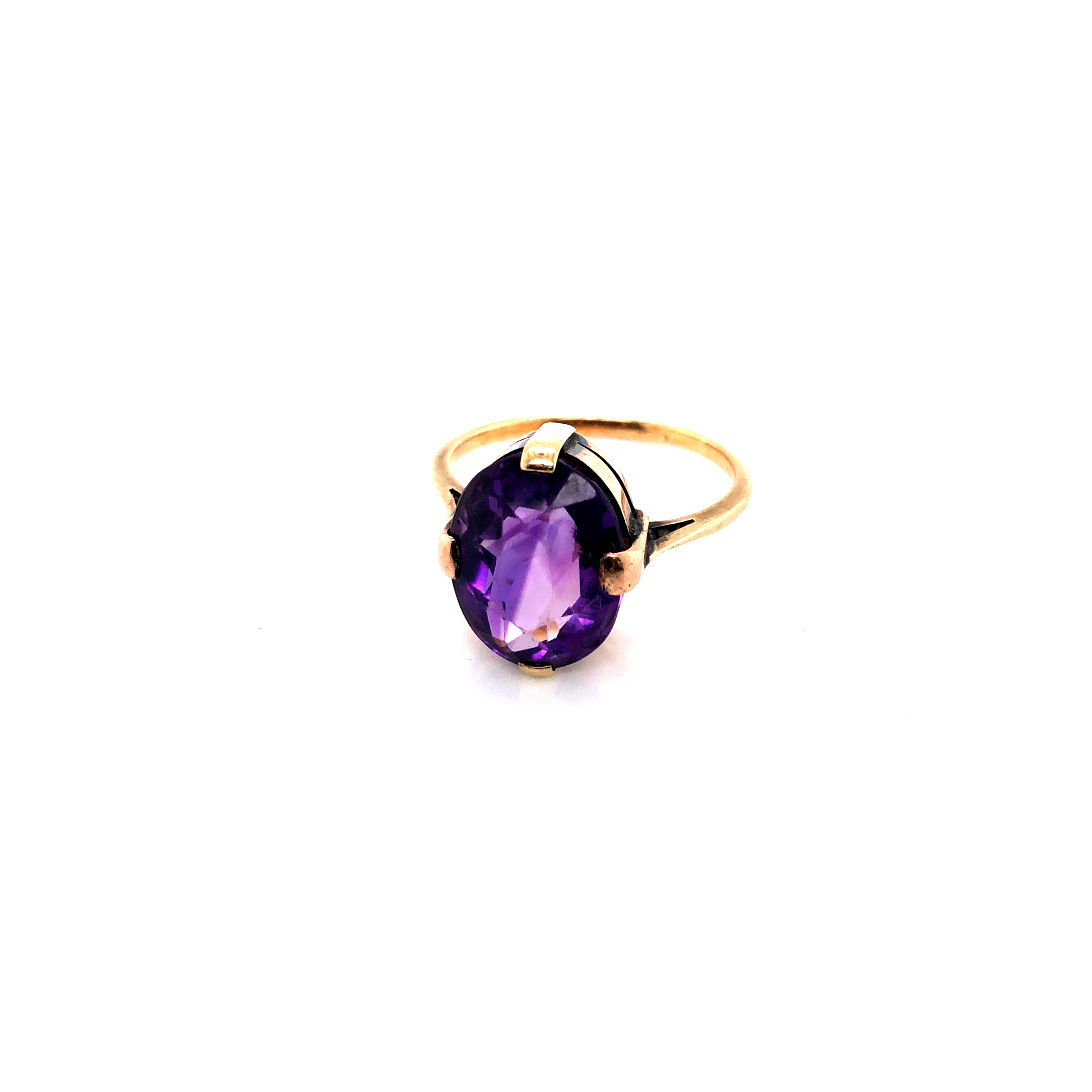 A 9ct HALLMARKED GOLD AMETHYST AND DIAMOND DRESS RING, TOGETHER WITH AN OVAL CUT SINGLE STONE FOUR - Image 4 of 7