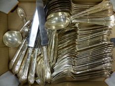 ELECTROPLATE CUTLERY: APPROXIMATELY FOURTEEN PLACE SETTINGS OF ONSLOW SCROLL PATTERN