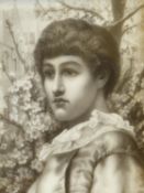 HENRY RYLAND (1856-1924) PORTRAIT OF A YOUTH, SIGNED, CERAMIC PLAQUE. 35 x 28cms