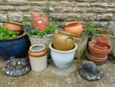 VARIOUS GARDEN PLANTERS, ORNAMENTS ETC