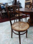 A SET OF FIVE FISCHEL BENT WOOD CHAIRS WITH CANED CIRCULAR SEATS