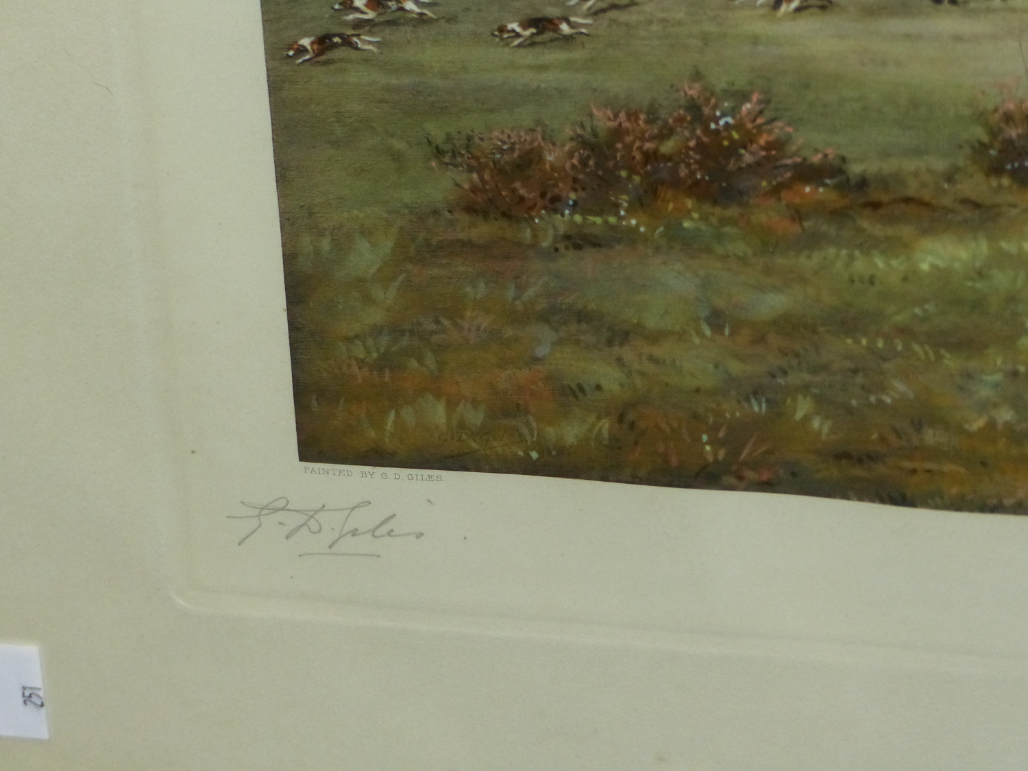 FOUR VINTAGE COLOUR HUNT PRINTS AFTER G. D. GILES, PENCIL SIGNED AND INSCRIBED. 57 x 72cms (4) - Image 16 of 17