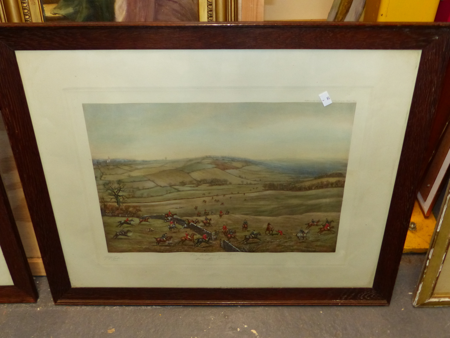 FOUR VINTAGE COLOUR HUNT PRINTS AFTER G. D. GILES, PENCIL SIGNED AND INSCRIBED. 57 x 72cms (4) - Image 11 of 17