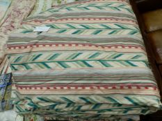 THREE PAIRS OF STRIPE PATTERN LINED AND INTERLINED DRAPES, POSSIBLY BY LIBERTY, DROP 228cms WIDTH