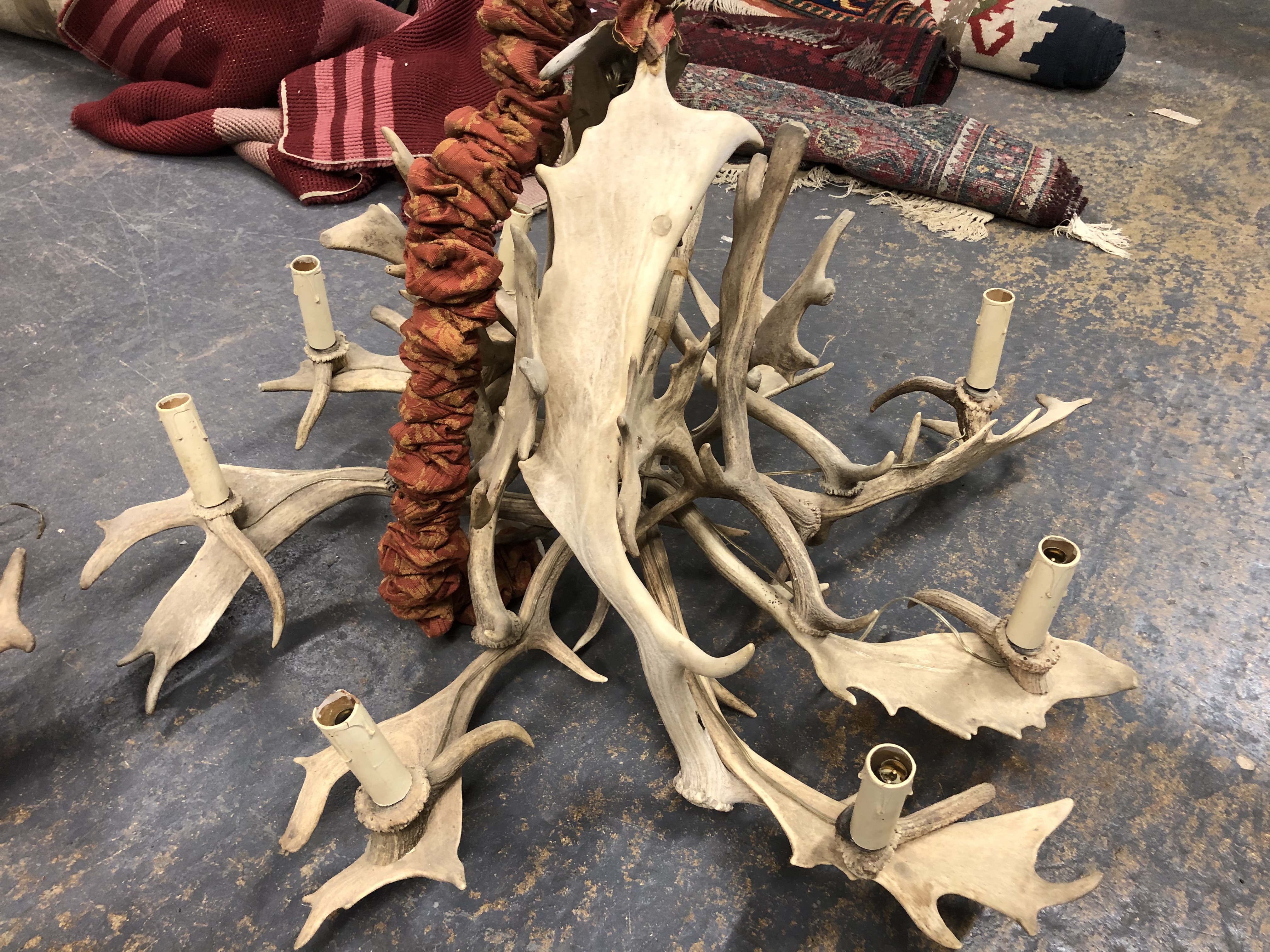 TWO LARGE ANTLER CHANDELIERS - Image 3 of 10