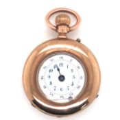 A HALLMARKED 9ct GOLD LADIES SMALL FOB WATCH. THE INNER REVERSE DUST COVER ENGRAVED NO. 43836, LOUIS