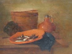 QUIRINGH BREKELENKAM (DUTCH SCHOOL) TABLE TOP STILL LIFE, SIGNED, OIL ON PANEL, EXTENSIVELY LABELLED