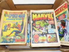 A COLLECTION OF APPROX 110 BRITISH MARVEL COMICS AND ANNUALS 60'S AND 70'S, SPIDER-MAN COMICS