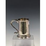 A GEORGE III SILVER PINT MUG BY JOHN LANGLANDS AND JOHN ROBINSON, NEWCASTLE 1788, ENGRAVED WITH