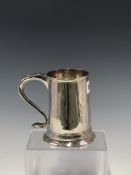 A GEORGE III SILVER PINT MUG BY JOHN LANGLANDS AND JOHN ROBINSON, NEWCASTLE 1788, ENGRAVED WITH