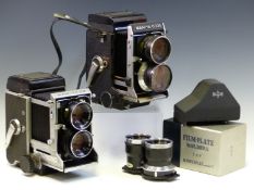 A MAMIYA C330 PROFESSIONAL F CAMERA, A SIMILAR MODEL C3, THREE LENS SETS AND OTHER ACCESSORIES