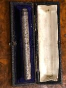 SAMSON MORDAN STERLING SILVER COMBINATION PROPELLING PENCIL, HAND ENGRAVED LONDON 1880.