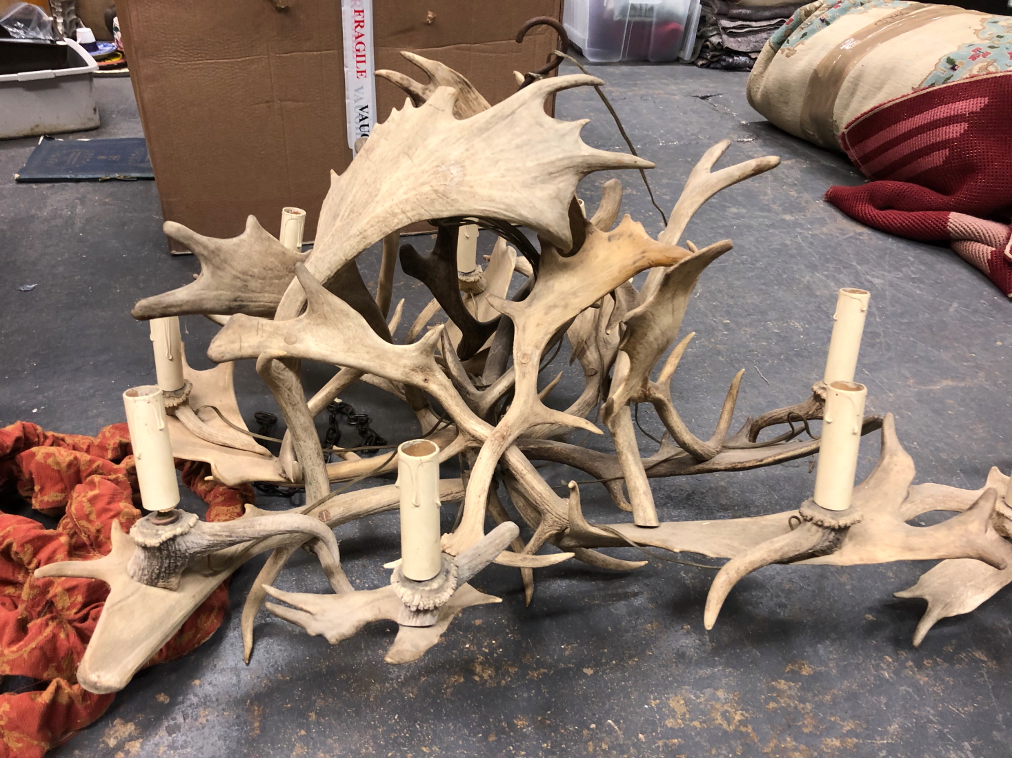 TWO LARGE ANTLER CHANDELIERS - Image 7 of 10