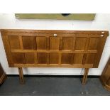 A ROBERT MOUSEMAN THOMPSON OAK DOUBLE BED HEAD OF FOURTEEN PANELS, THE PANELLING WITHOUT THE