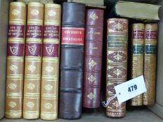 BOOKS: LEATHER BINDINGS, A SET OF DICKENS, 10 VOLUMES OF CORNHILL MAGAZINE, NAPIER, 6 VOLUMES OF