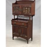 A LATE 19th/EARLY 20th C. SHAPLAND AND PETTER MAHOGANY WRITING CABINET, THE THREE QUARTER