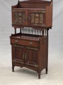 A LATE 19th/EARLY 20th C. SHAPLAND AND PETTER MAHOGANY WRITING CABINET, THE THREE QUARTER