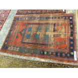 AN ANTIQUE CAVLASIAN KAZAK RUG 204 x 143 cms