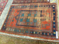 AN ANTIQUE CAVLASIAN KAZAK RUG 204 x 143 cms