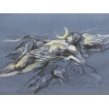 ATTRIBUTED TO ARTHUR WARDLE (1860-1949) DIANA (LUNA) PASTEL DRAWING. 25.5 x 32.5cms