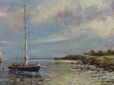 PETER ORR (CONTEMPORARY) ARR. A CORNISH ESTUARY VIEW, SIGNED, OIL ON BOARD. 48 x 71cms TOGETHER WITH