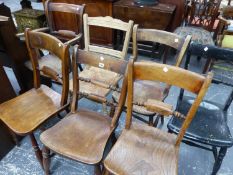 SEVEN VARIOUS OXFORD TYPE CHAIRS INCLUDING ONE WITH ARMS