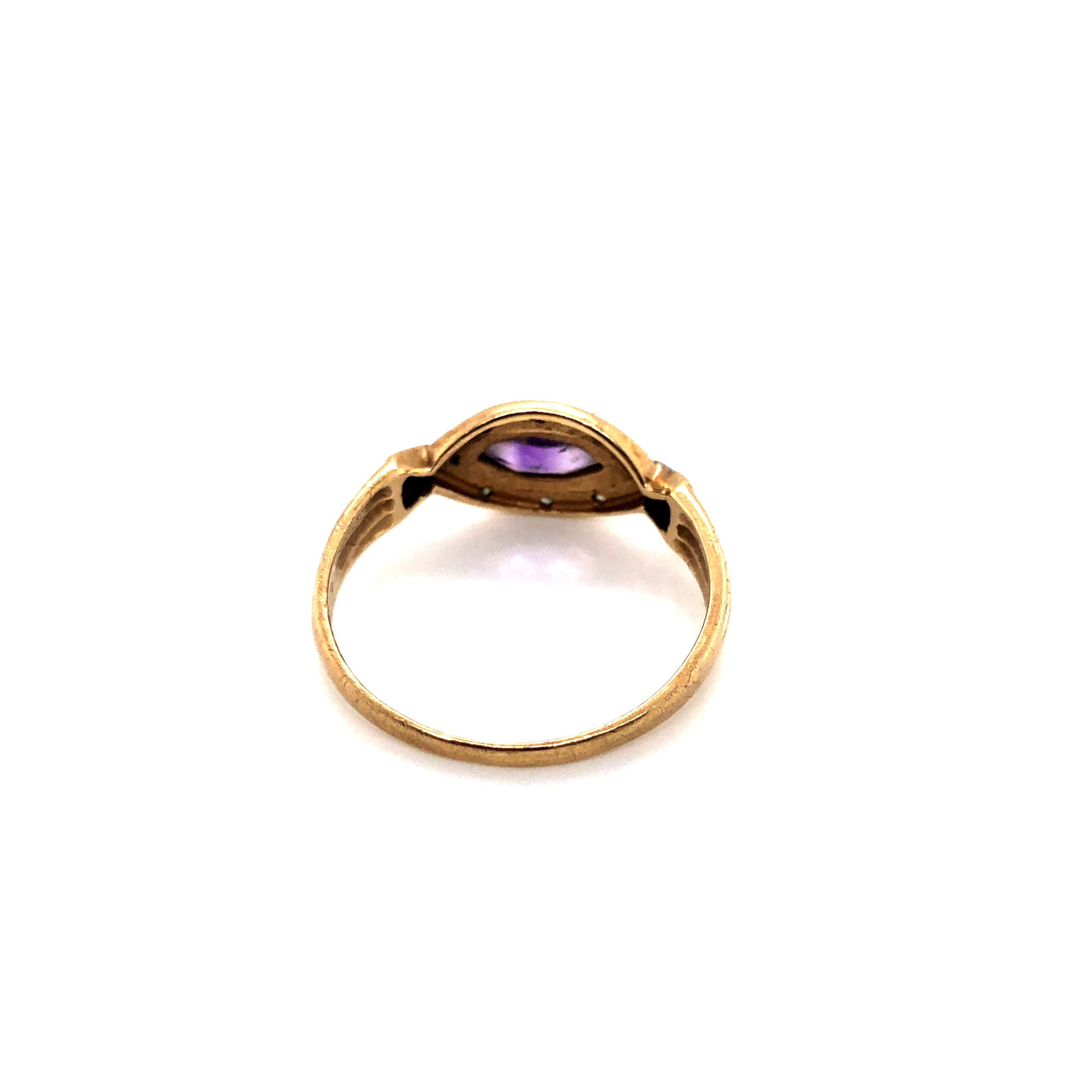 A 9ct HALLMARKED GOLD AMETHYST AND DIAMOND DRESS RING, TOGETHER WITH AN OVAL CUT SINGLE STONE FOUR - Image 3 of 7