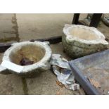 TWO MARBLE MORTARS